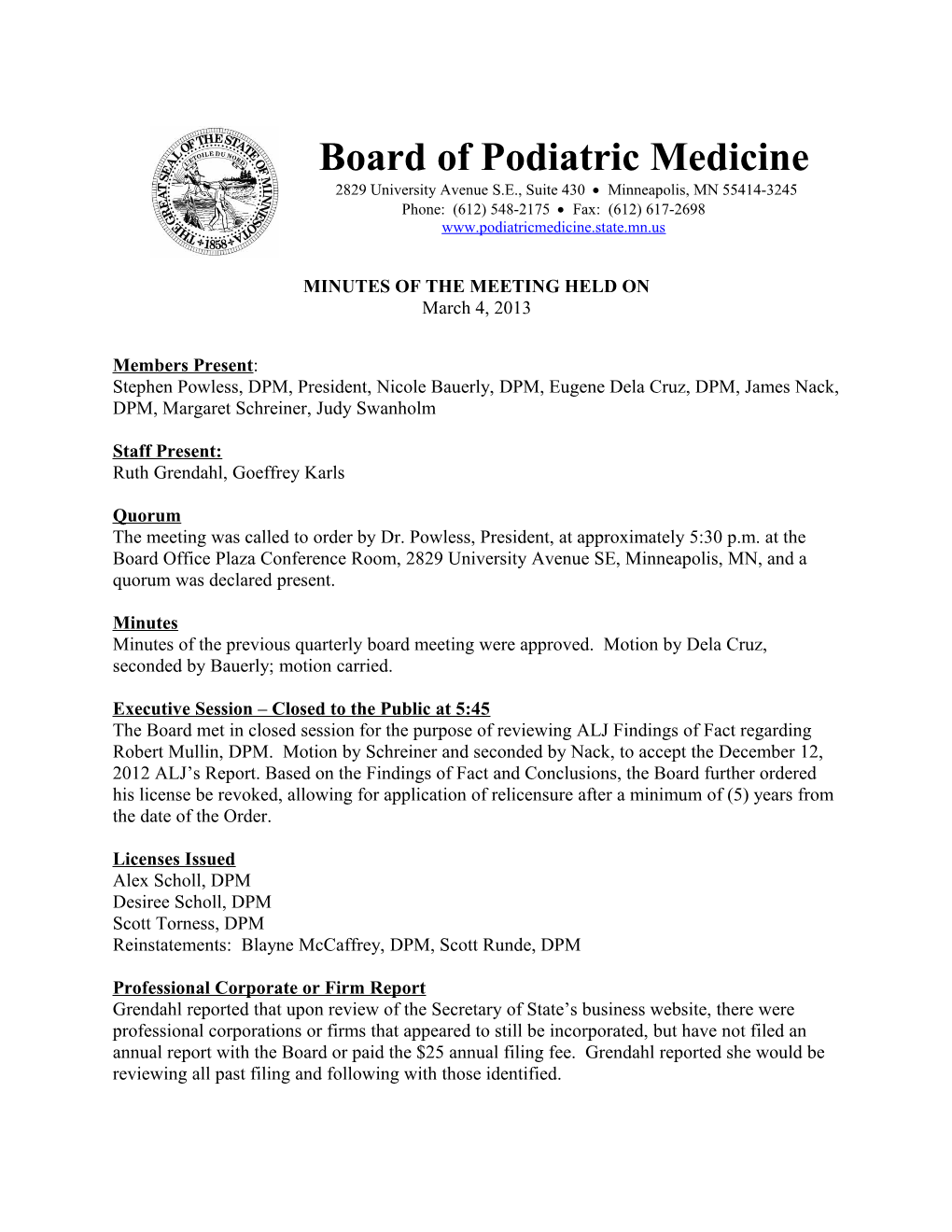 Board of Podiatric Medicine