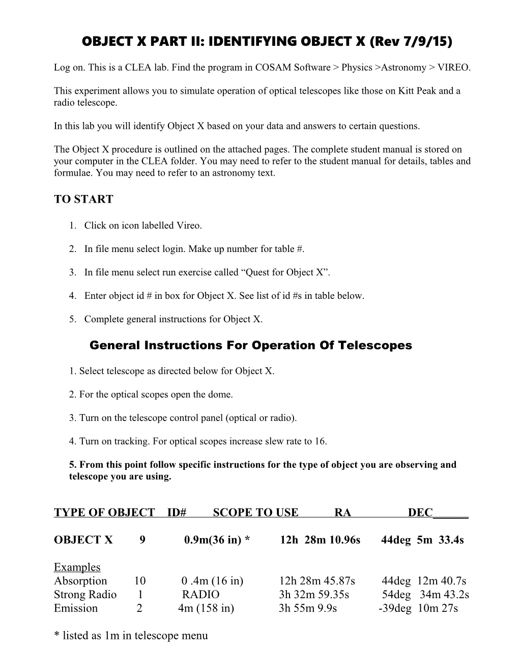 OBJECT X PART II: IDENTIFYING OBJECT X(Rev 7/9/15)