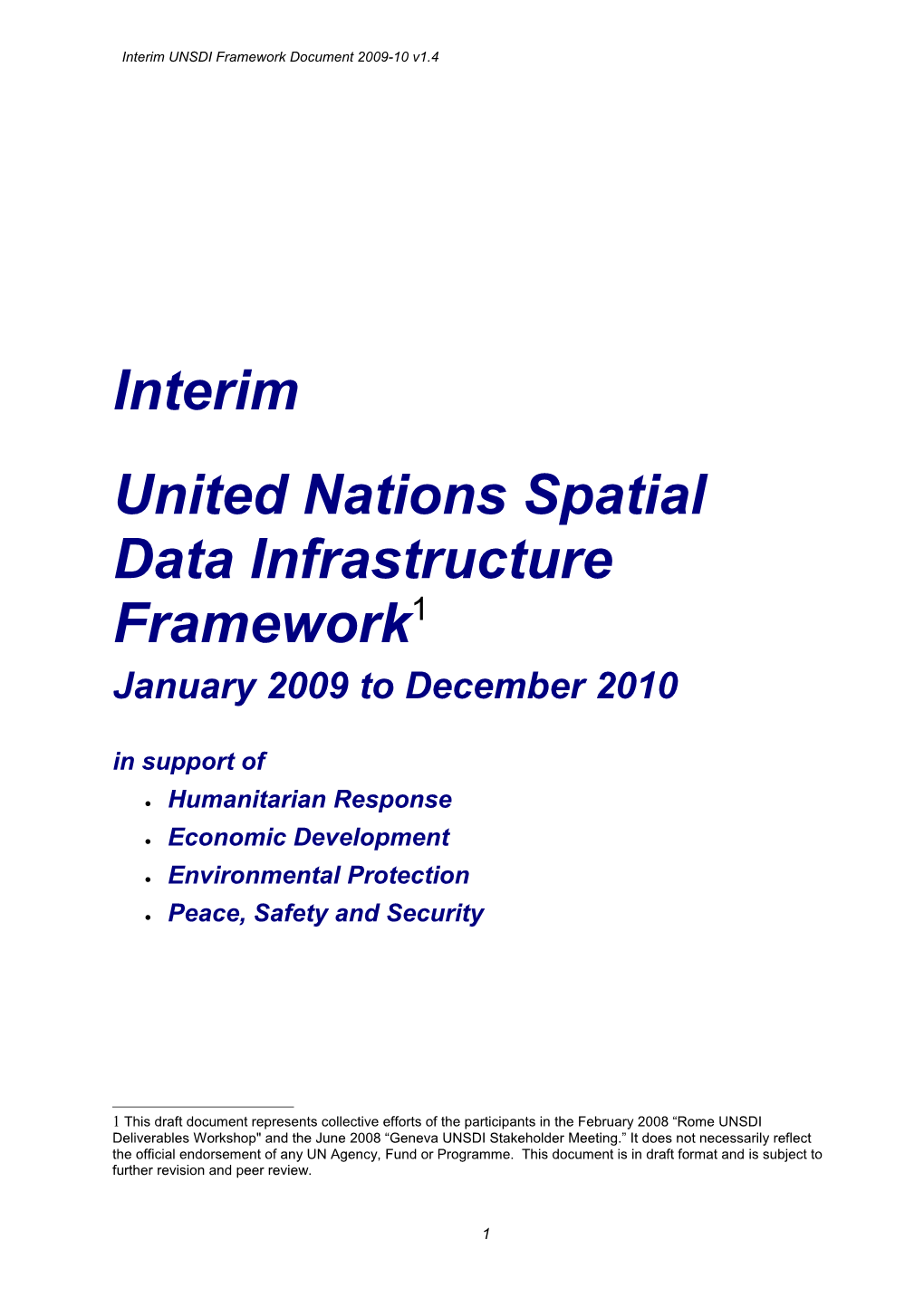 Interim UNSDI Framework Document 2009-10 V1.4