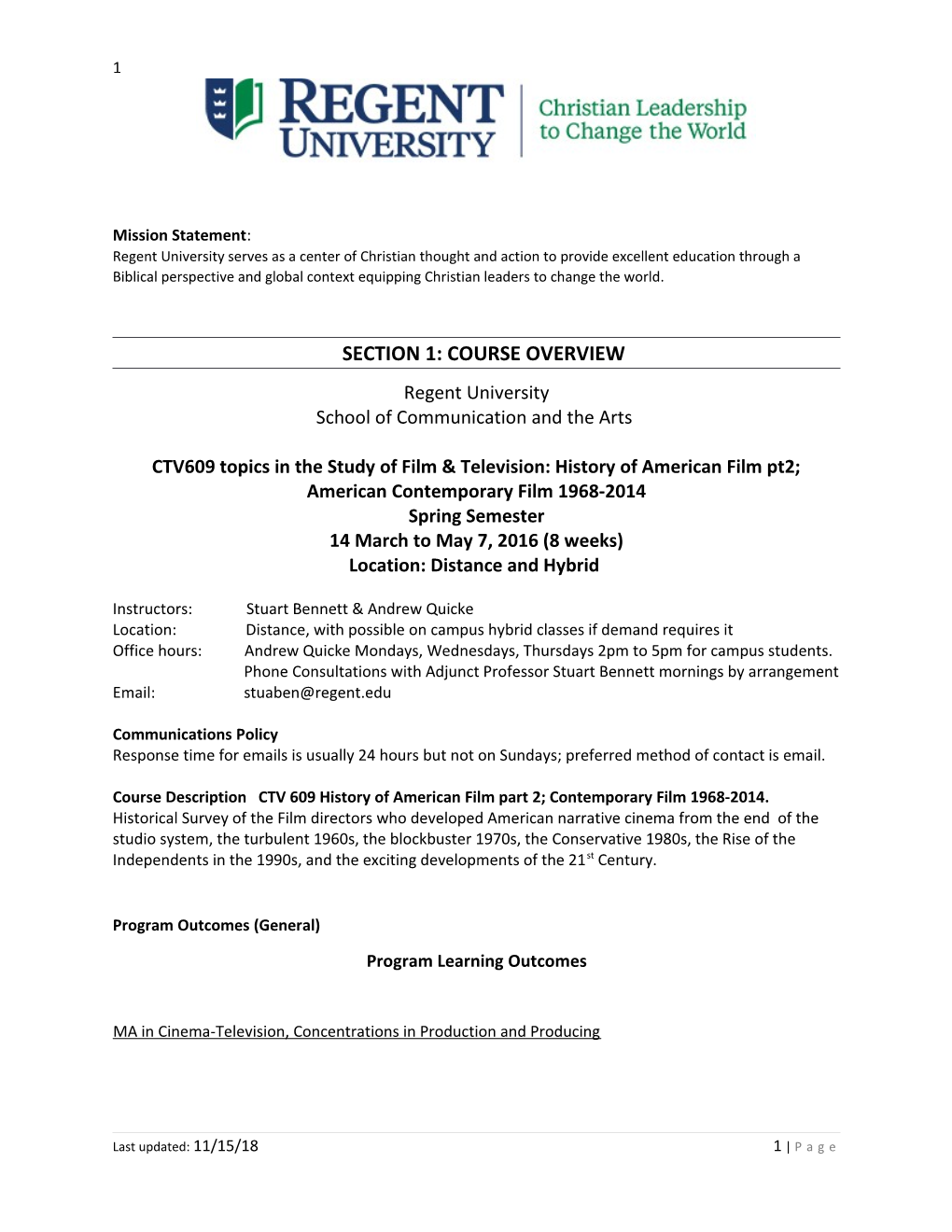 Section 1: Course Overview