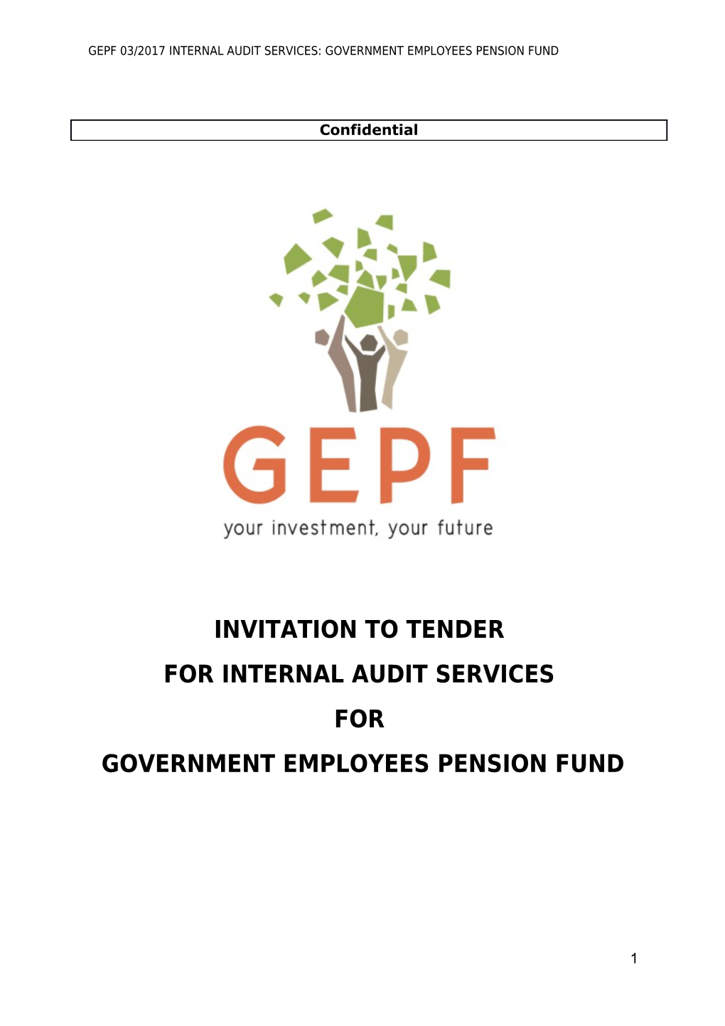 Gepf 03/2017 Internal Audit Services: Government Employees Pension Fund