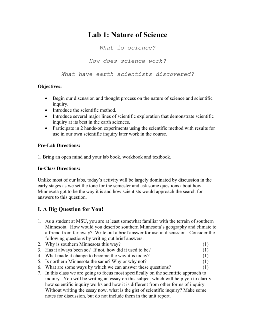 Lab 1: Nature of Science