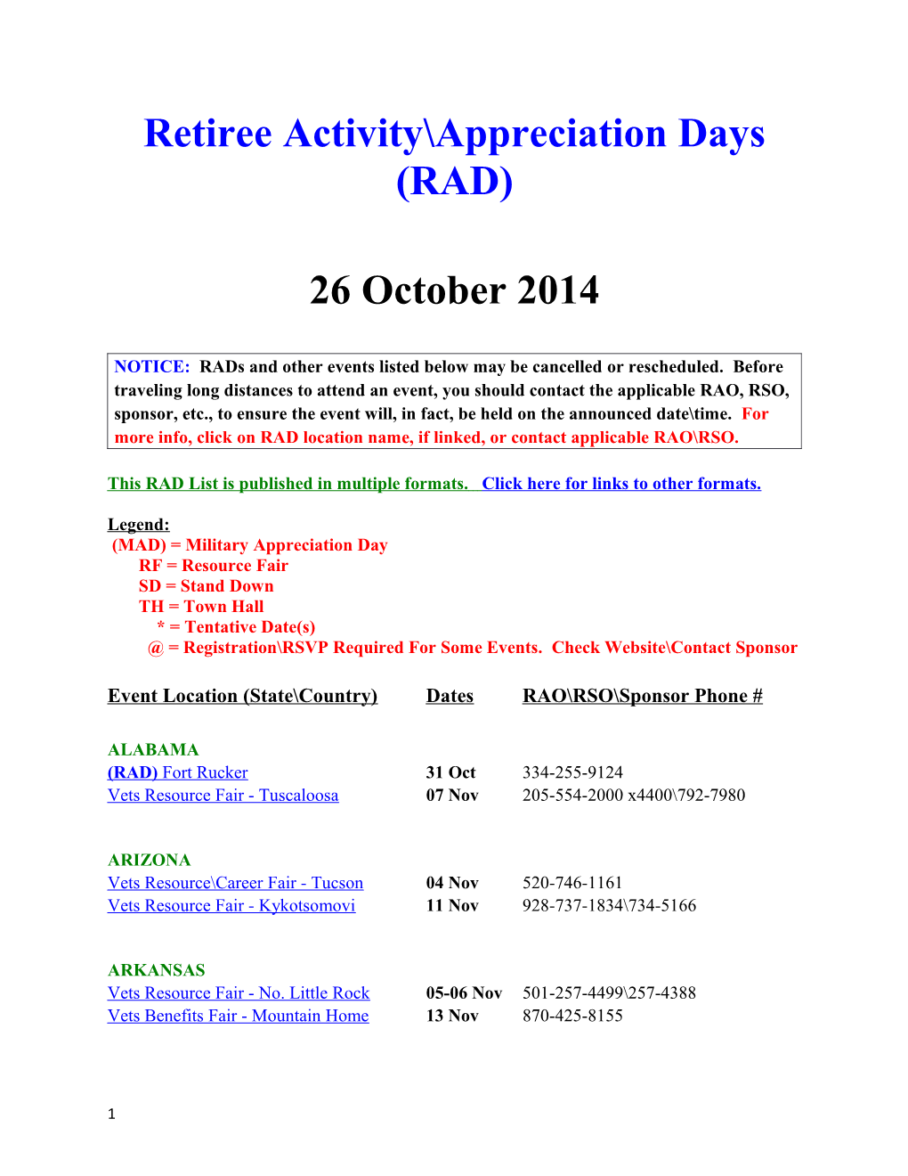 Retiree Activity Appreciation Days