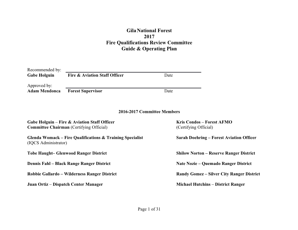 Fire Qualifications Review Committee