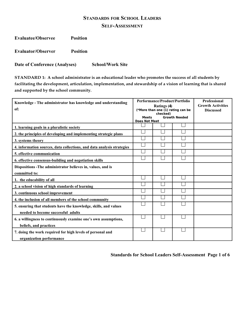 Standards for School Leaders