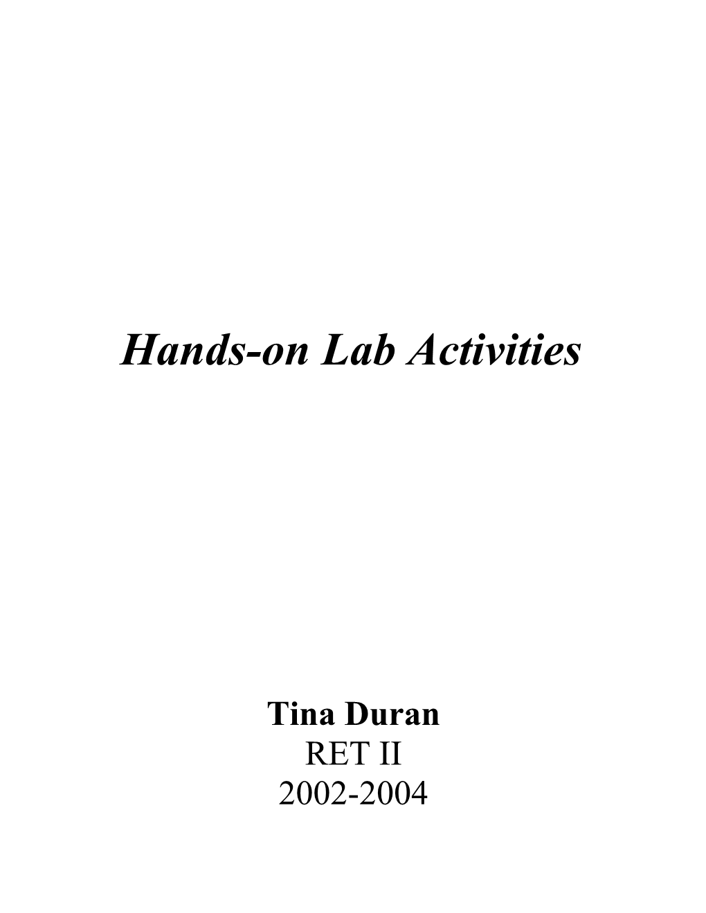 Hands-On Lab Activities