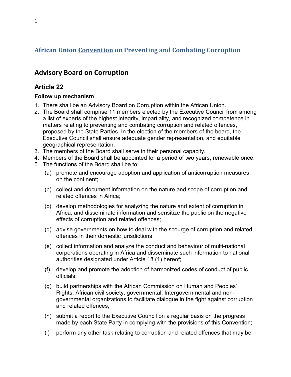 African Union Convention on Preventing and Combating Corruption