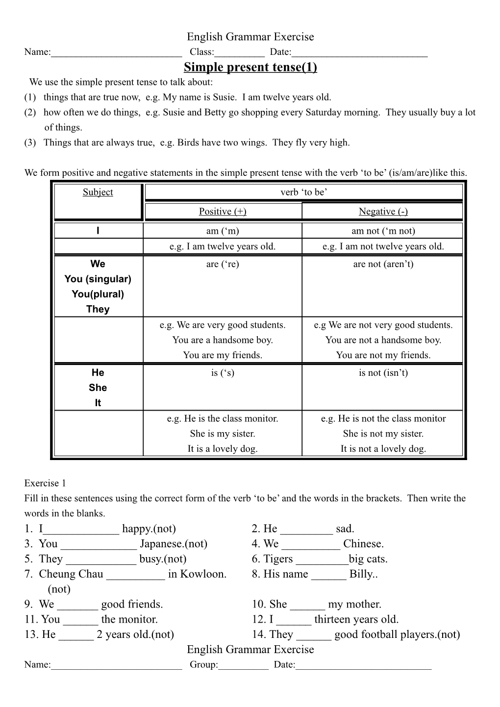 English Grammar Exercise