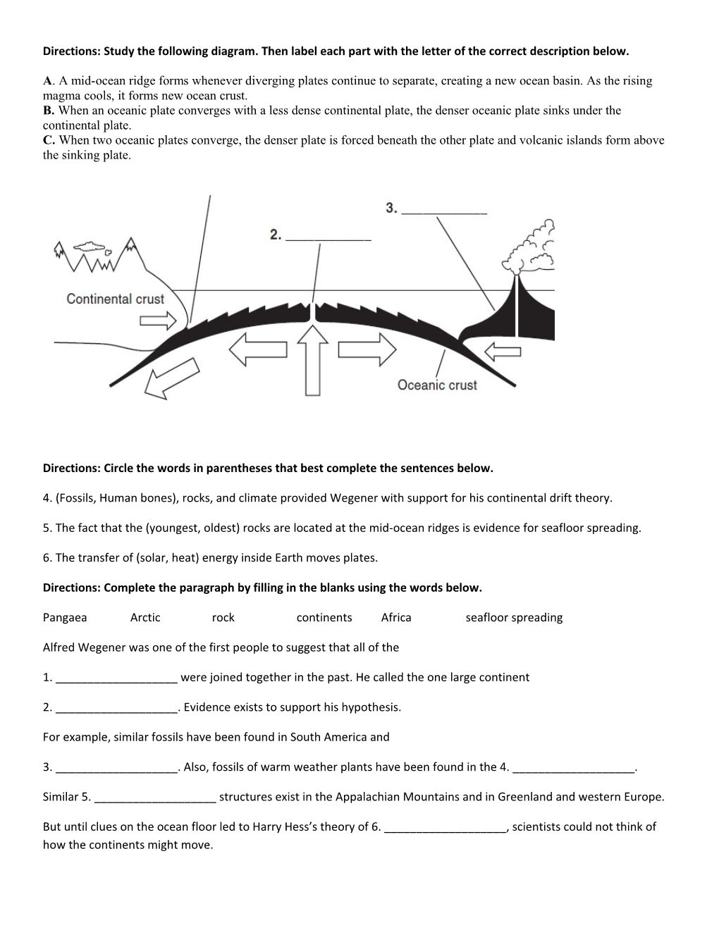 Directions: Study the Following Diagram. Then Label Each Part with the Letter of the Correct