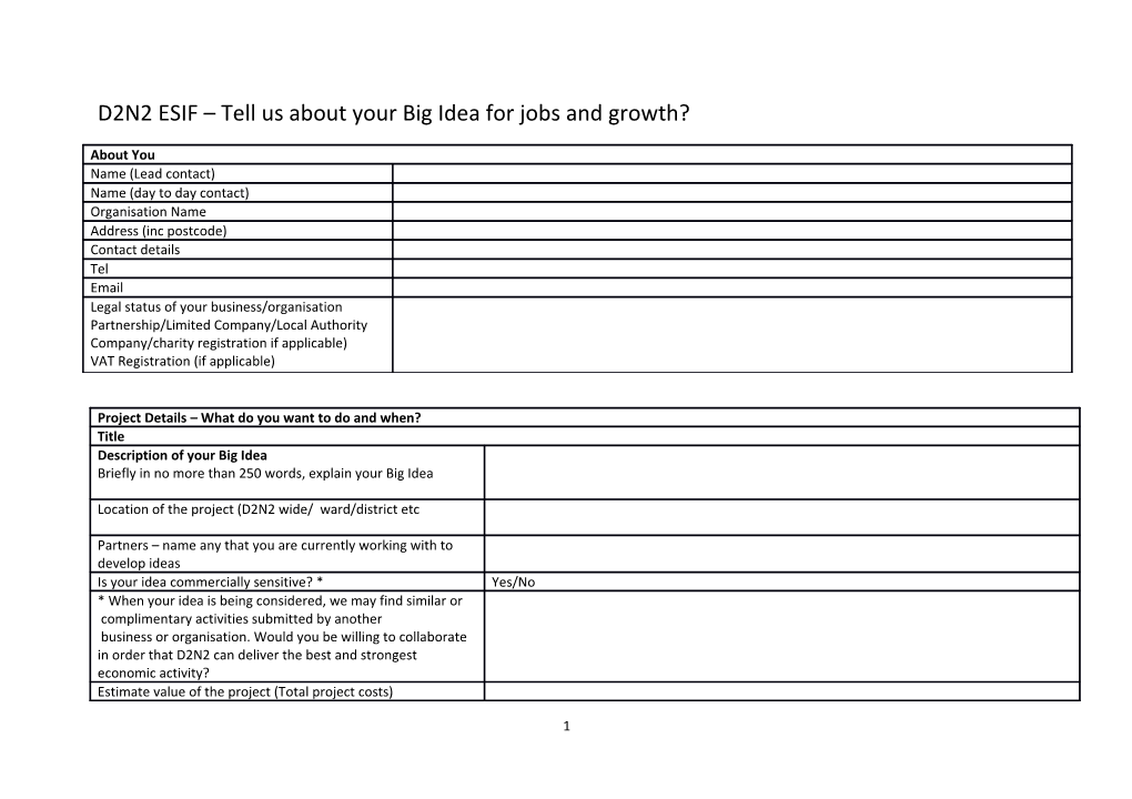 D2N2 ESIF Tell Us About Your Big Idea for Jobs and Growth