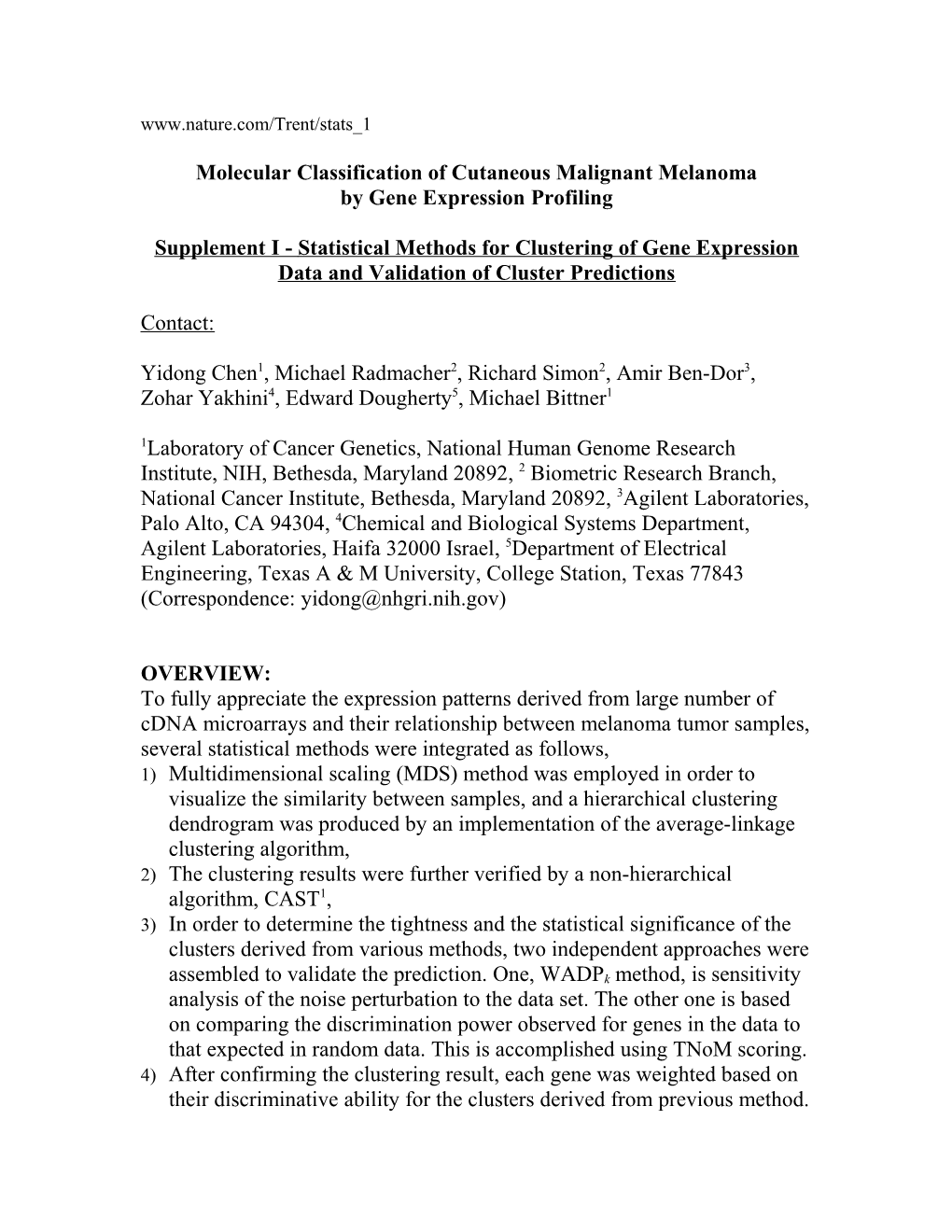 Description of the Wadpk Method for Testing the Validity of Cluster Predictions