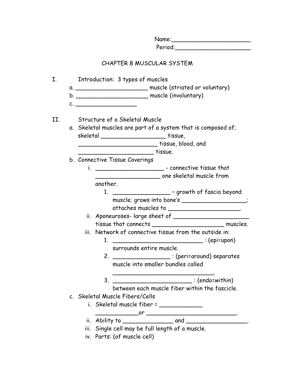 Chapter 8 Skeletal System