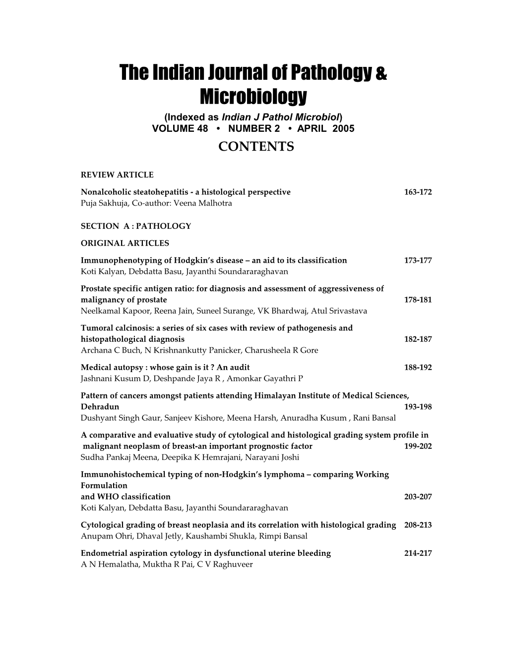 The Indian Journal of Pathology & Microbiology