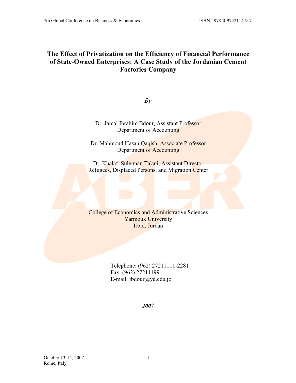 The Effect of Privatization on the Efficiency of Financial Performance of State-Owned