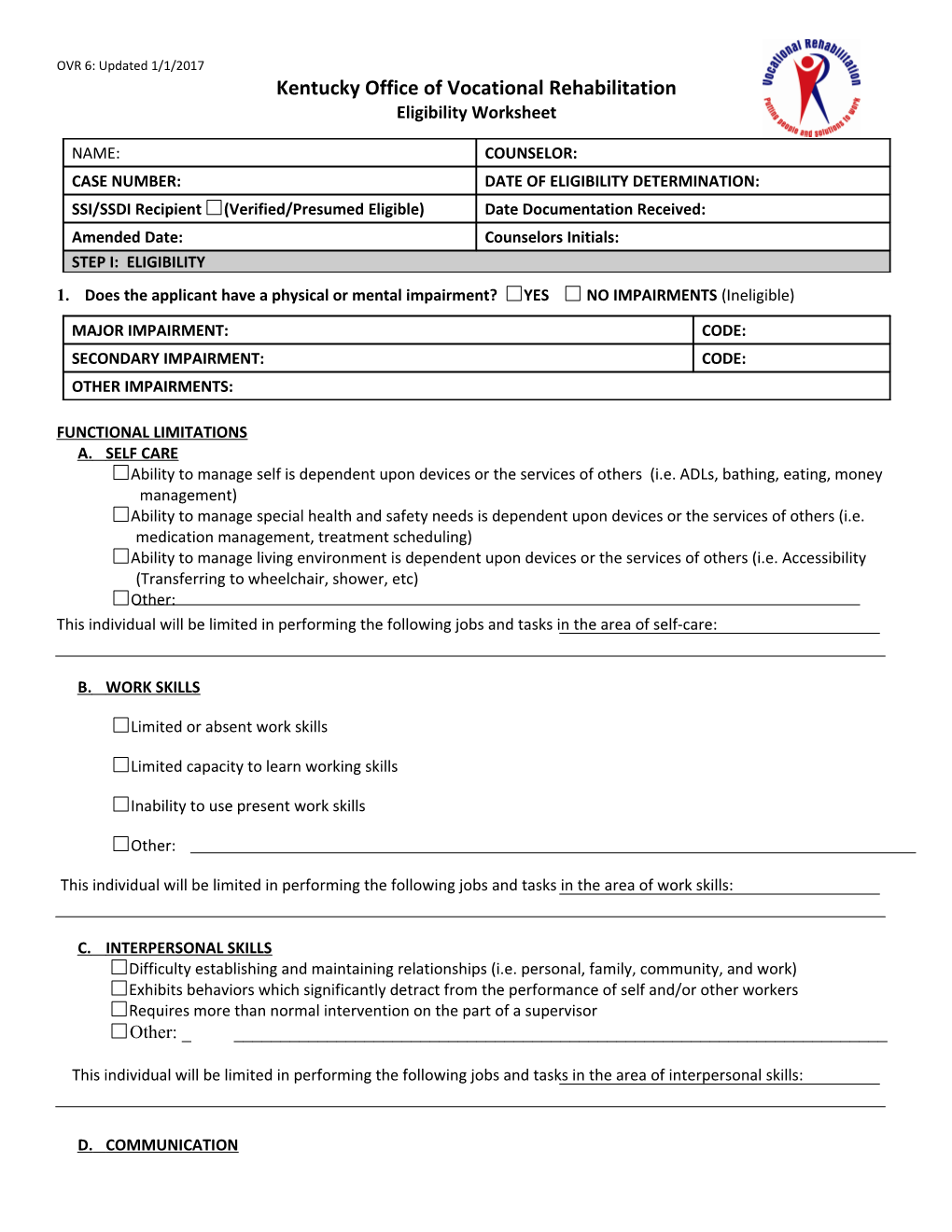 Eligibility Worksheet