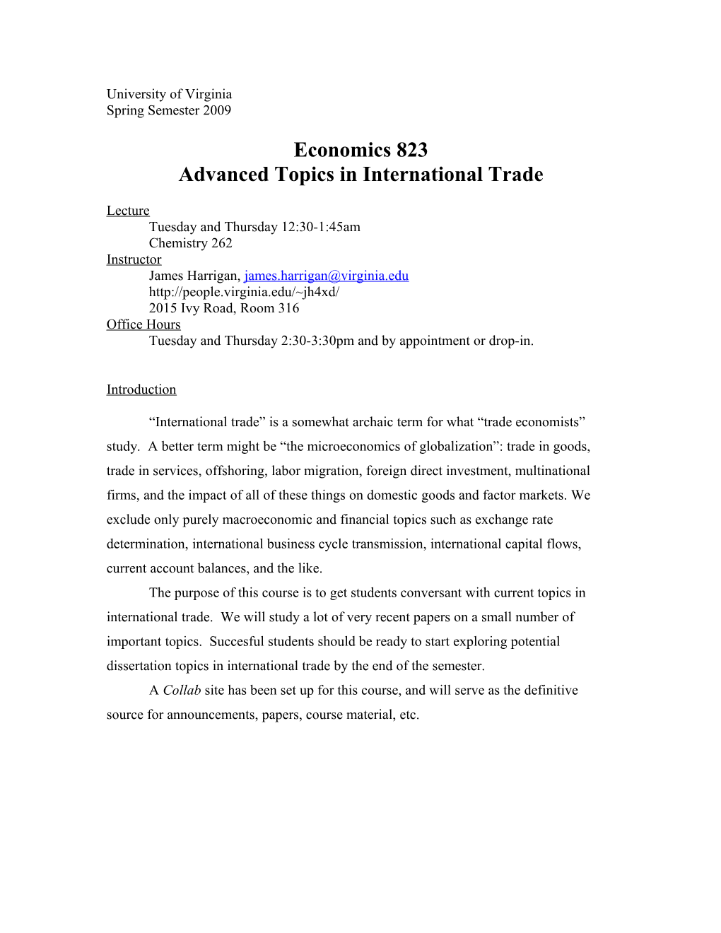 Advanced Topics in International Trade