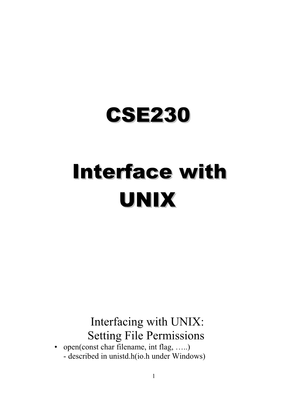 Interfacing with UNIX: Setting File Permissions