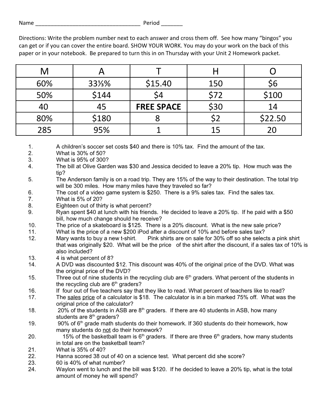 Fractions, Decimals, and Percents