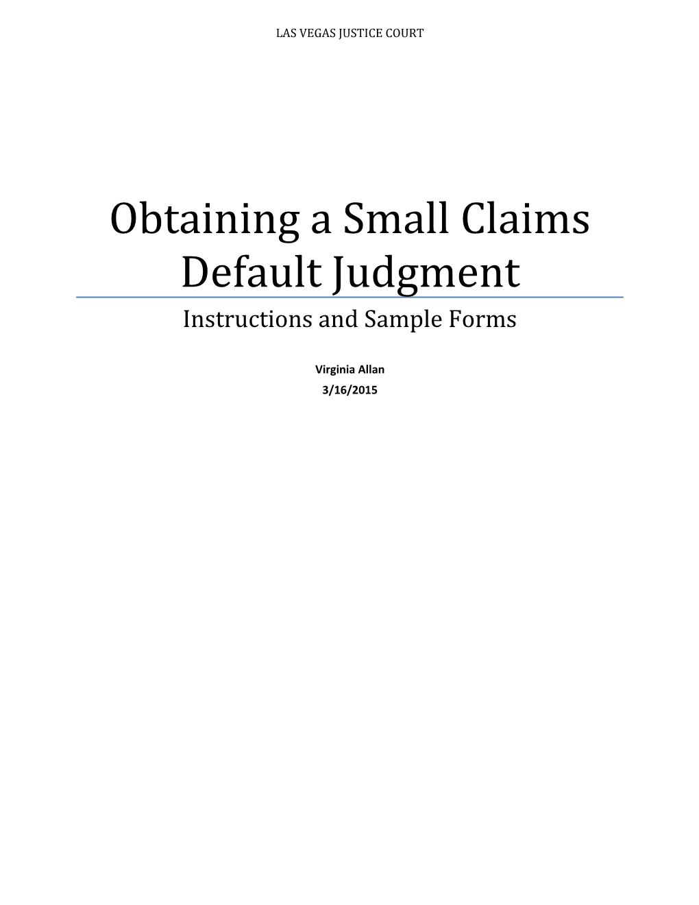 Obtaining a Small Claims Default Judgment