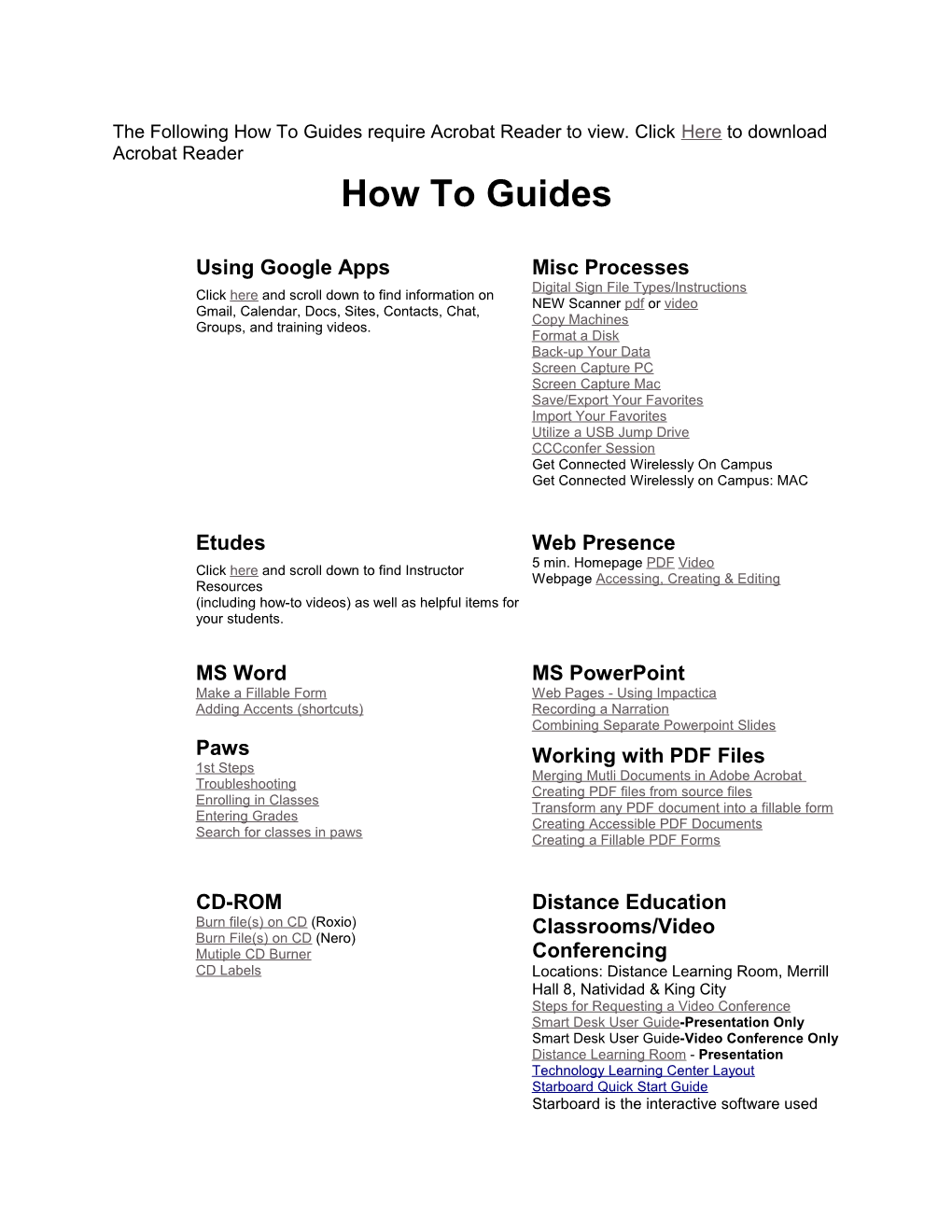The Following How to Guides Require Acrobat Reader to View. Clickhereto Download Acrobat Reader