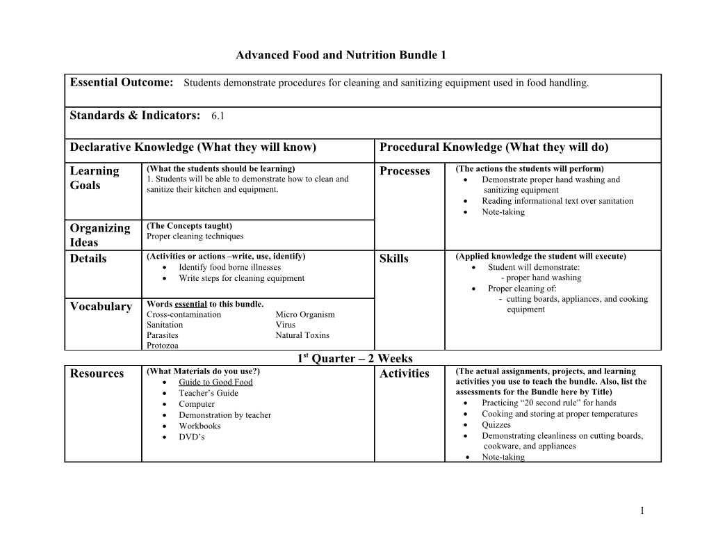 Advanced Food and Nutrition Bundle 1