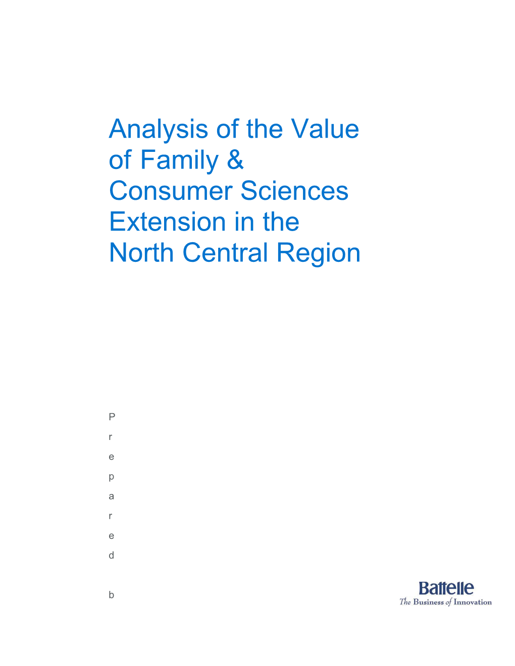 Analysis Ofthevalue Offamily Consumersciencesextension Inthe