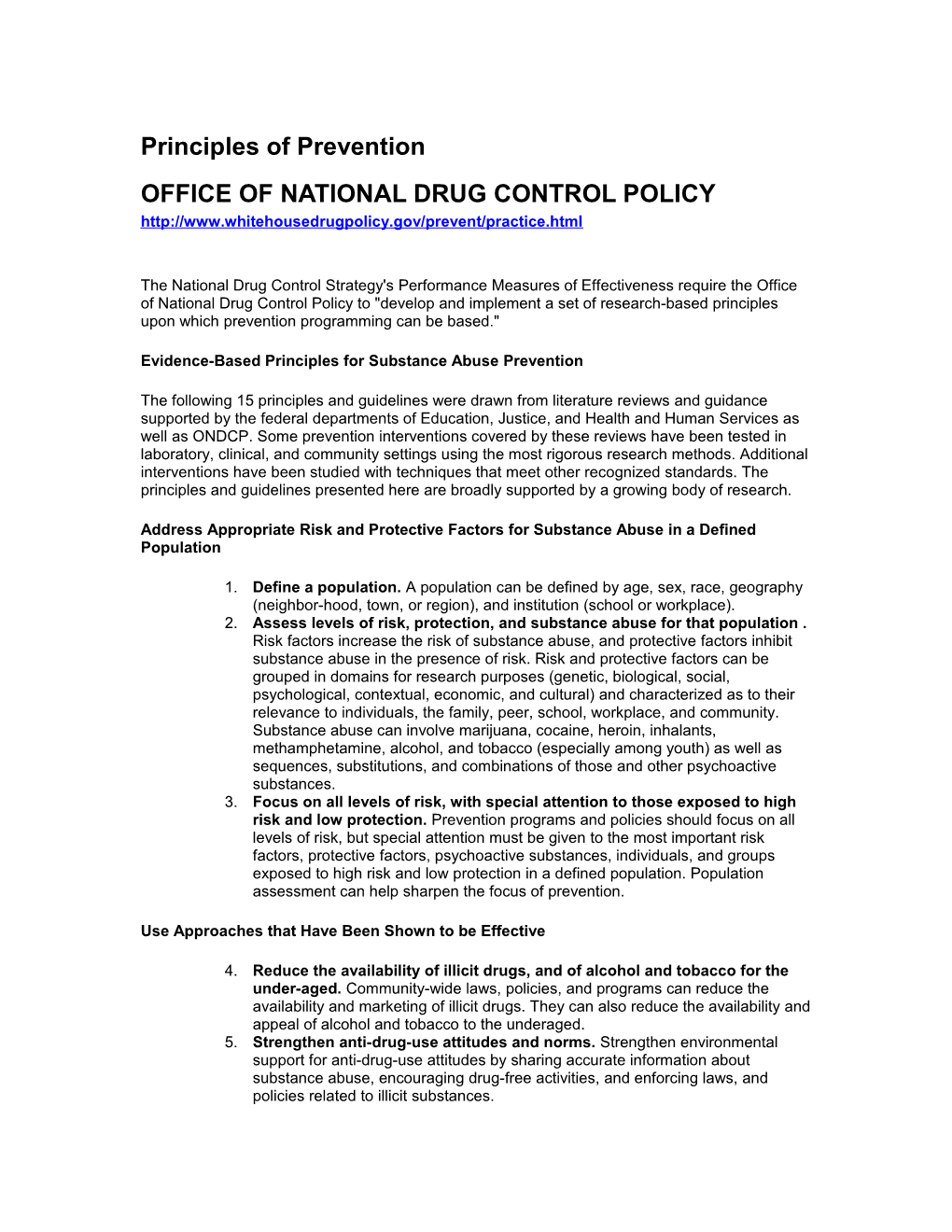 Office of National Drug Control Policy