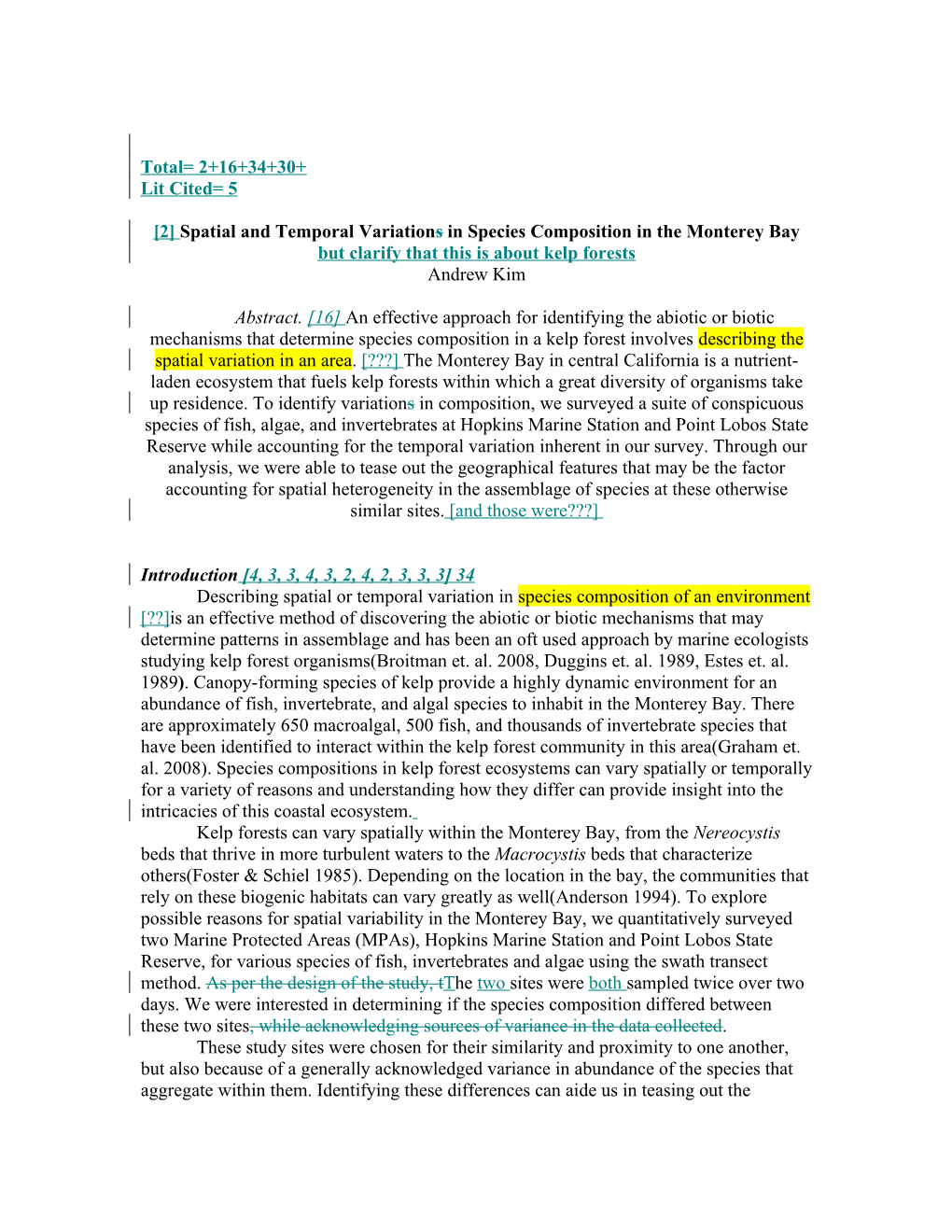 2 Spatial and Temporal Variation S in Species Composition in the Monterey Bay but Clarify