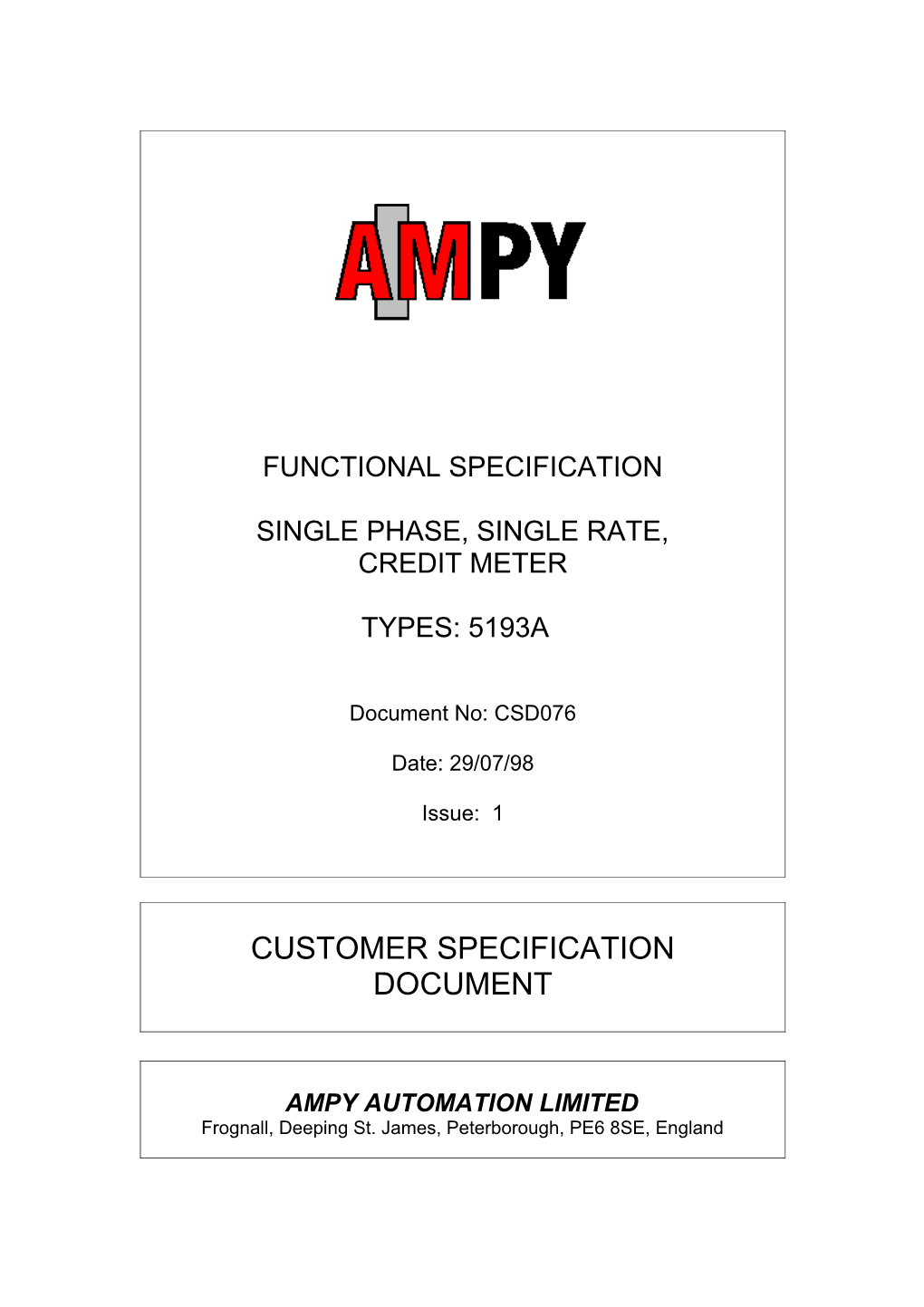 Single Phase, Single Rate