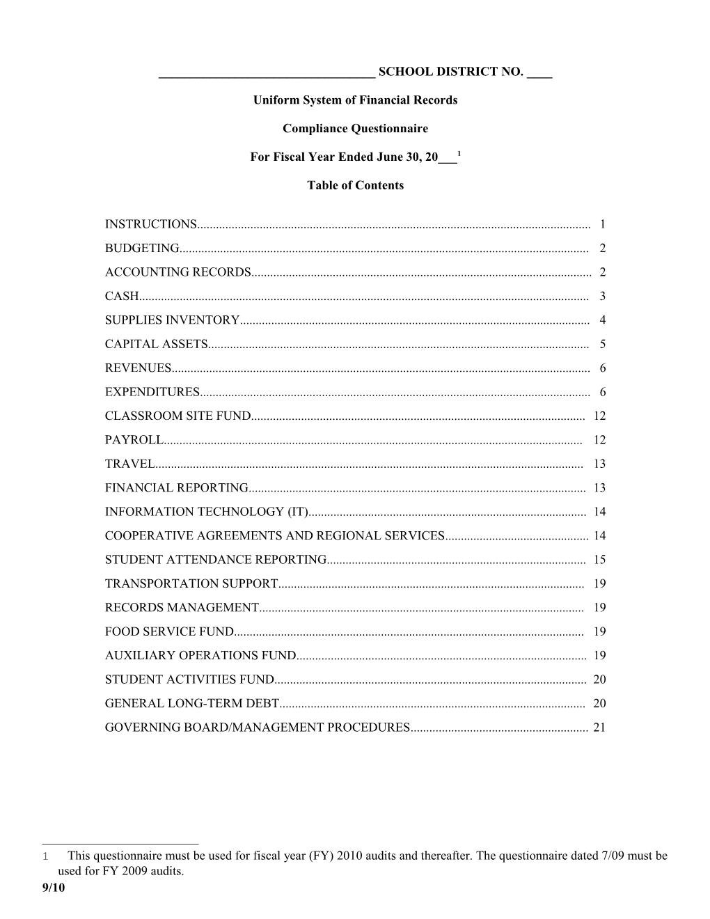 Uniform System of Financial Records