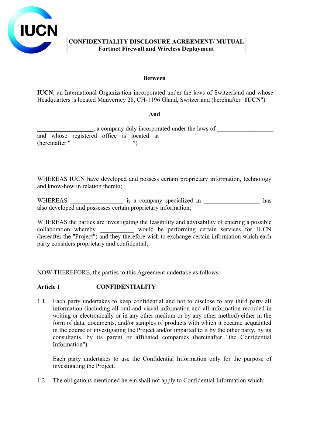 Confidentiality Disclosure Agreement/ Mutual