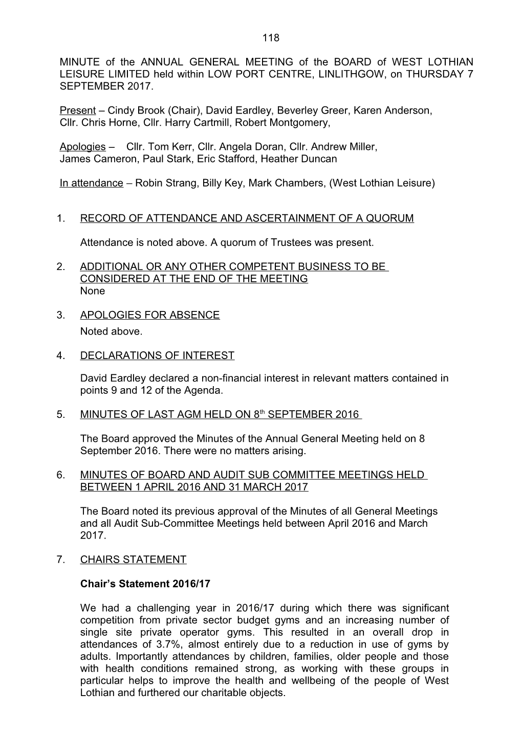 MINUTE of the MEETING the BOARD of MANAGEMENT of WEST LOTHIAN LEISURE LIMITED Held in XCITE