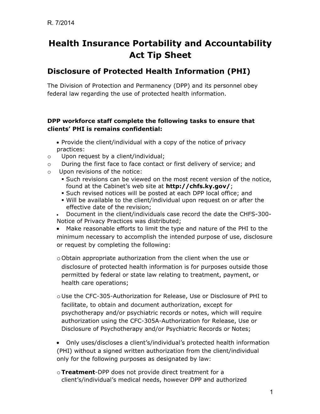 Health Insurance Portability and Accountability Act Tip Sheet