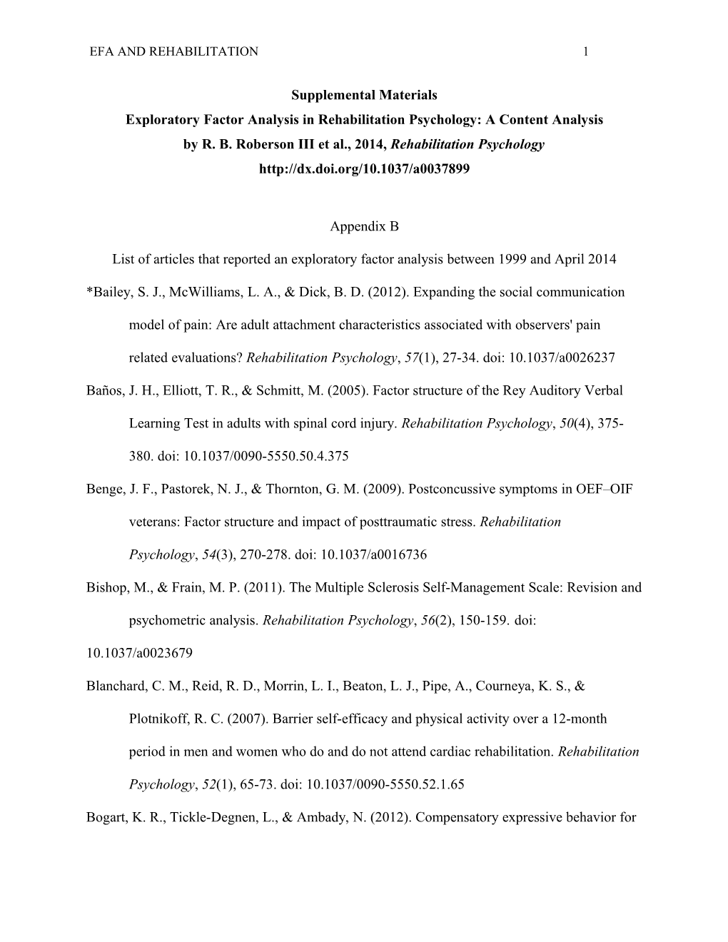 Exploratory Factor Analysis in Rehabilitation Psychology: a Content Analysis