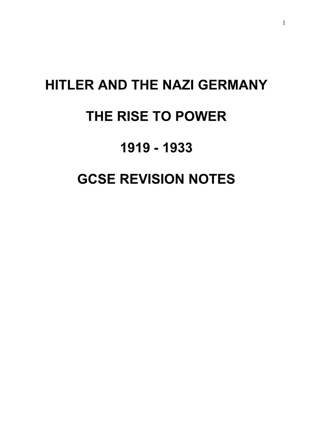 Hitler and the Nazi Germany