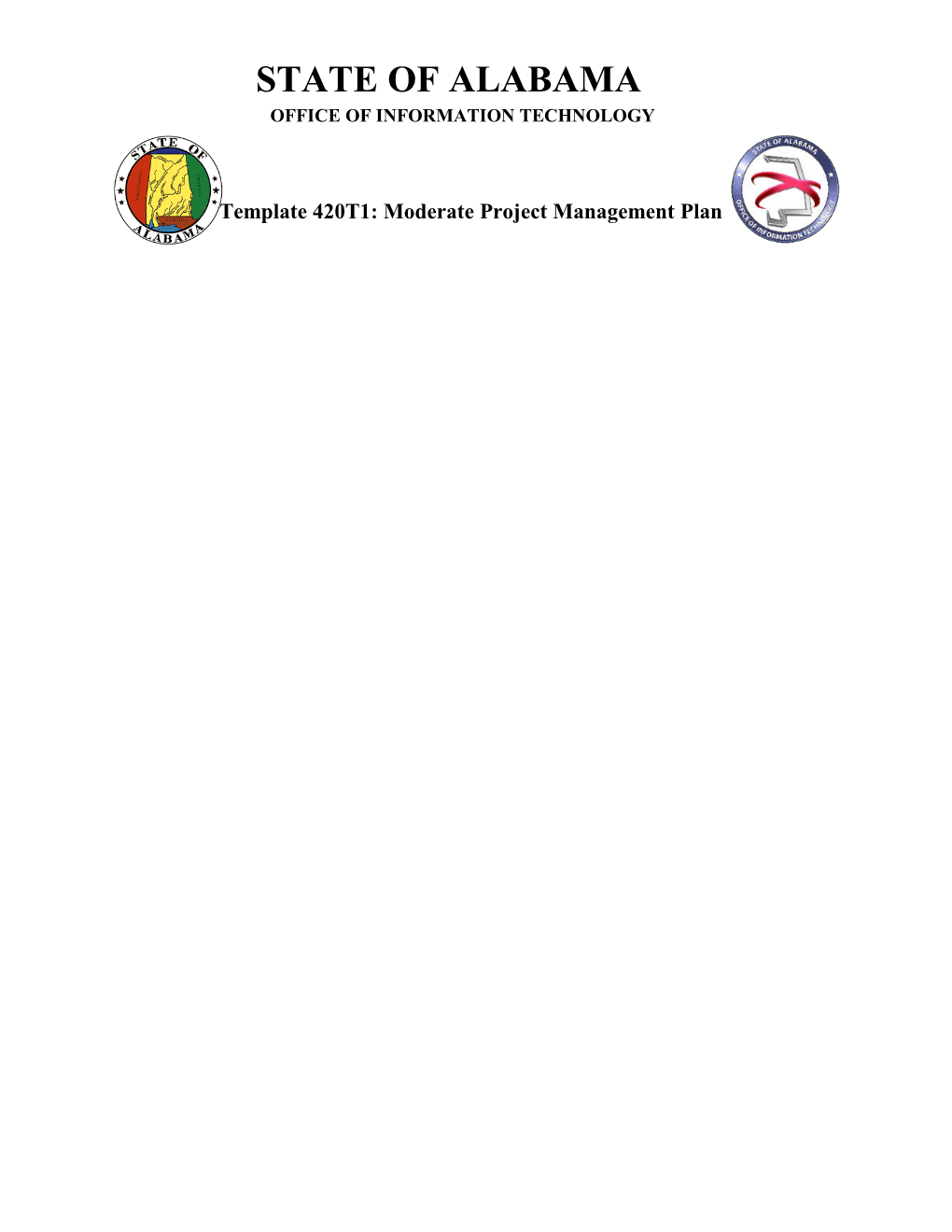 OIT Template 420T1 - Moderate Project Management Plan