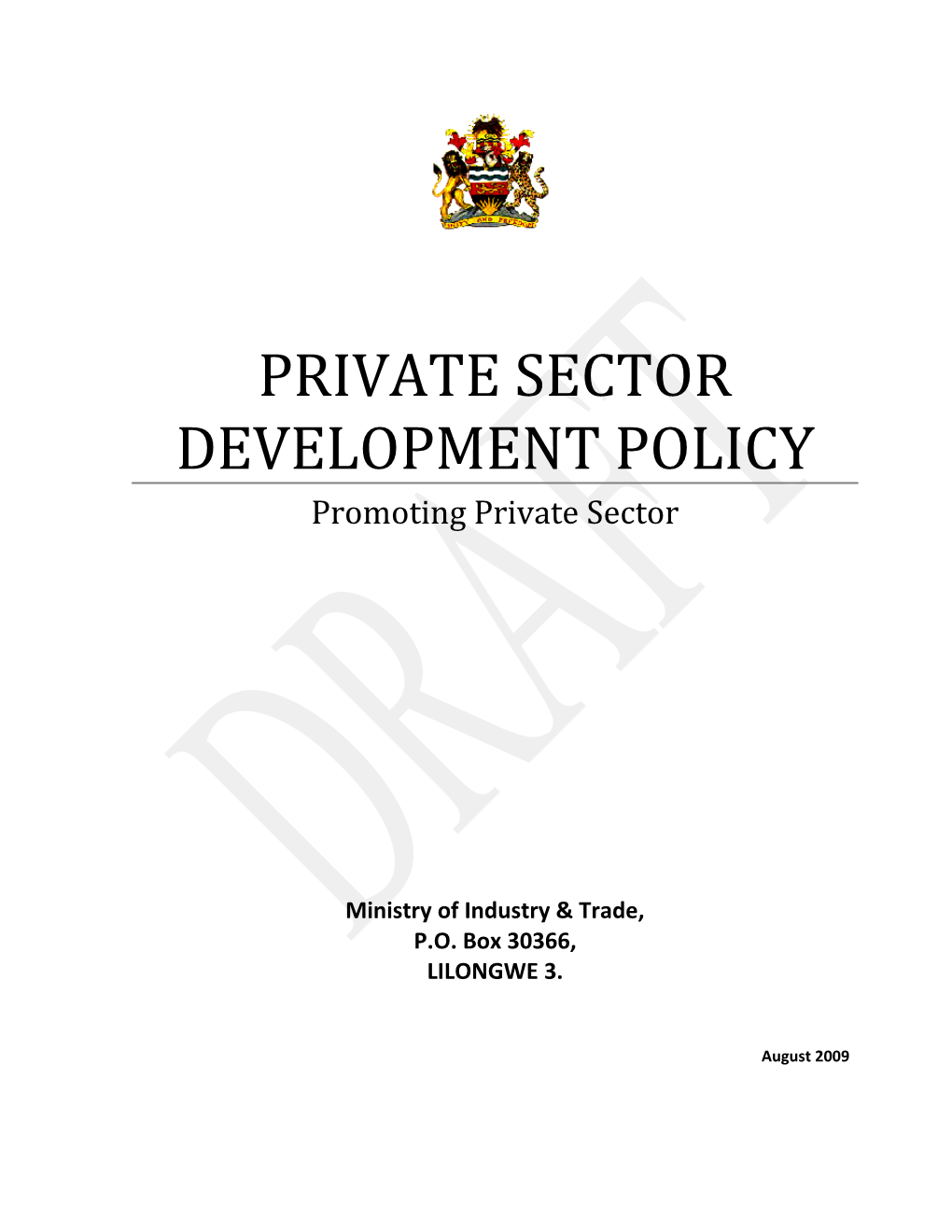 Private Sector Development Policy