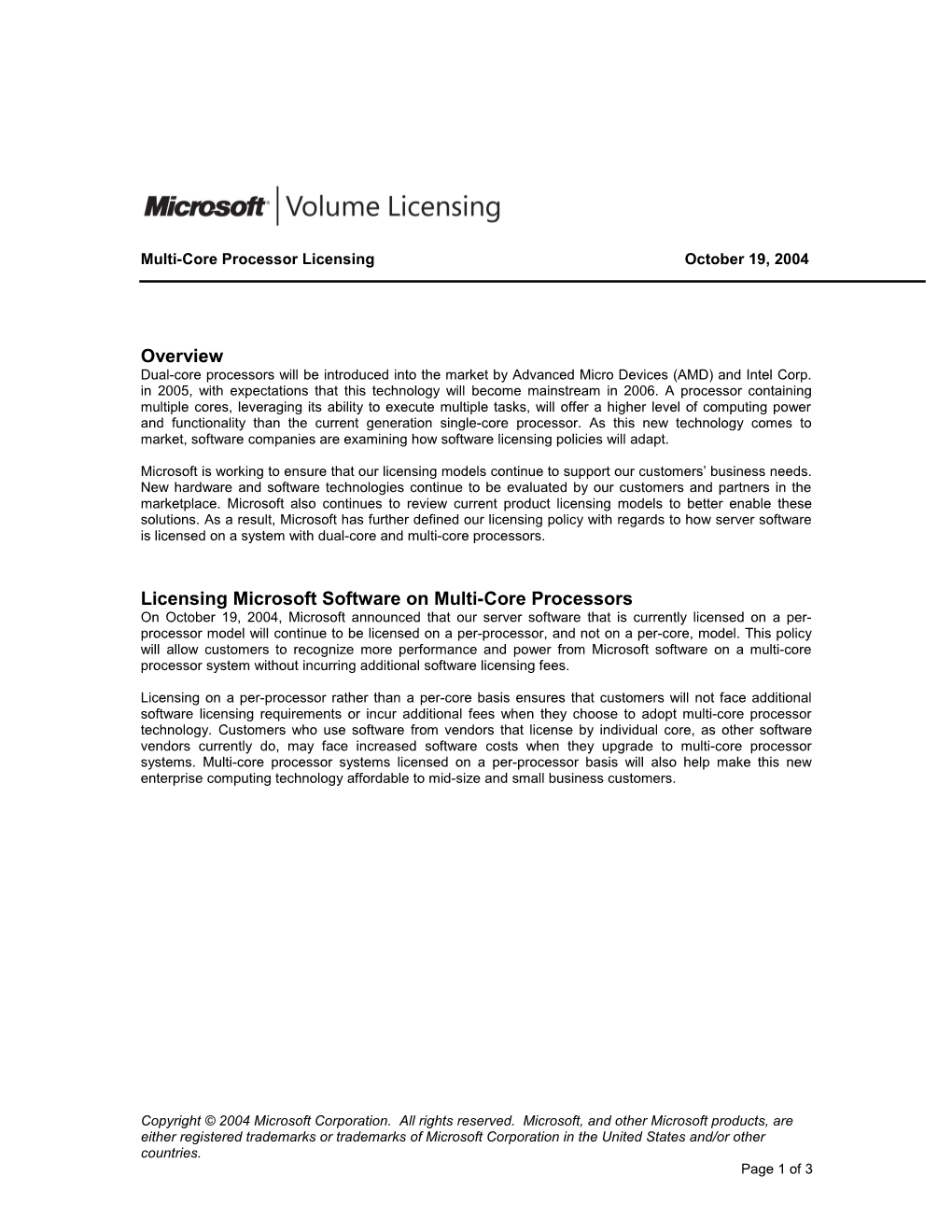 Multi-Core Processor Licensing