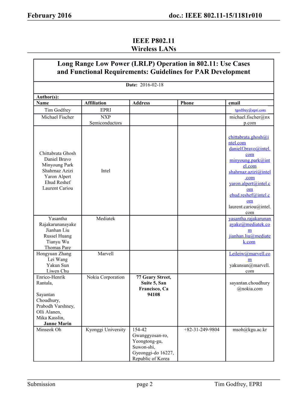 LRLP Use Cases and Metrics