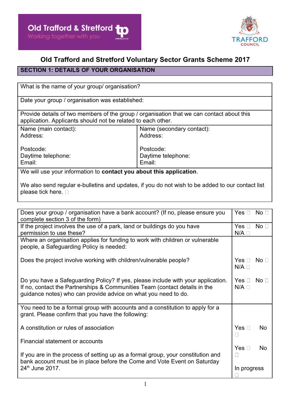 Old Trafford and Stretfordvoluntary Sector Grants Scheme 2017