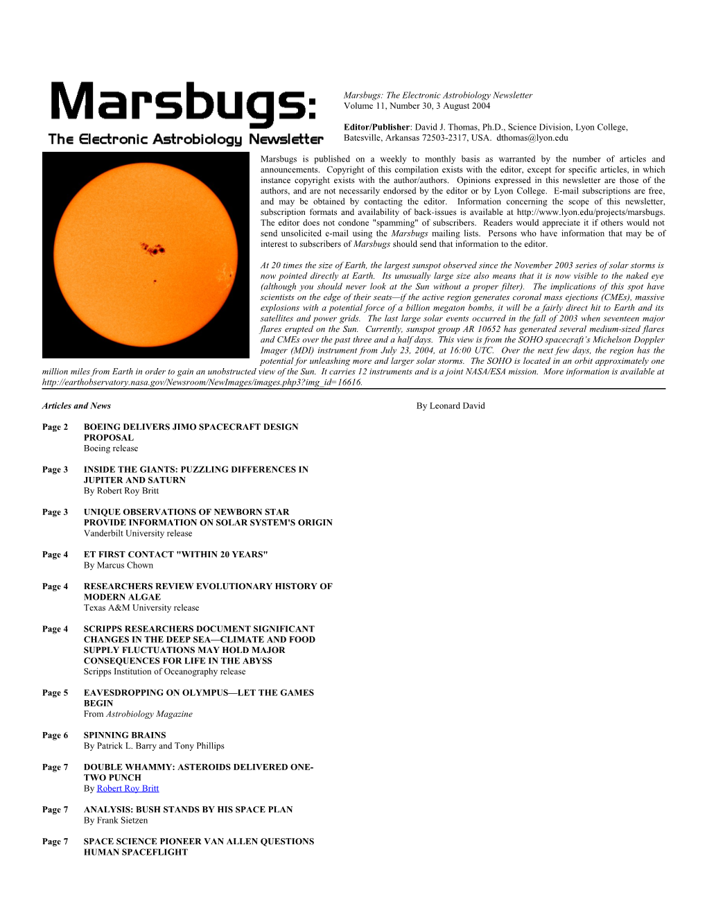 Marsbugs Vol. 11, No. 30