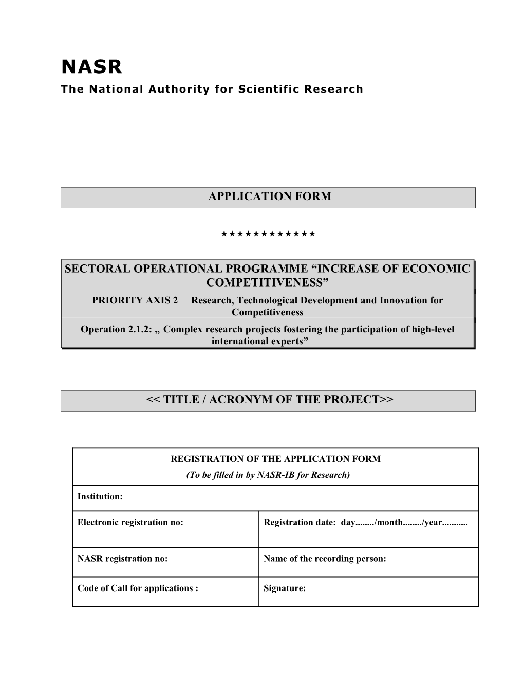 The National Authority for Scientific Research