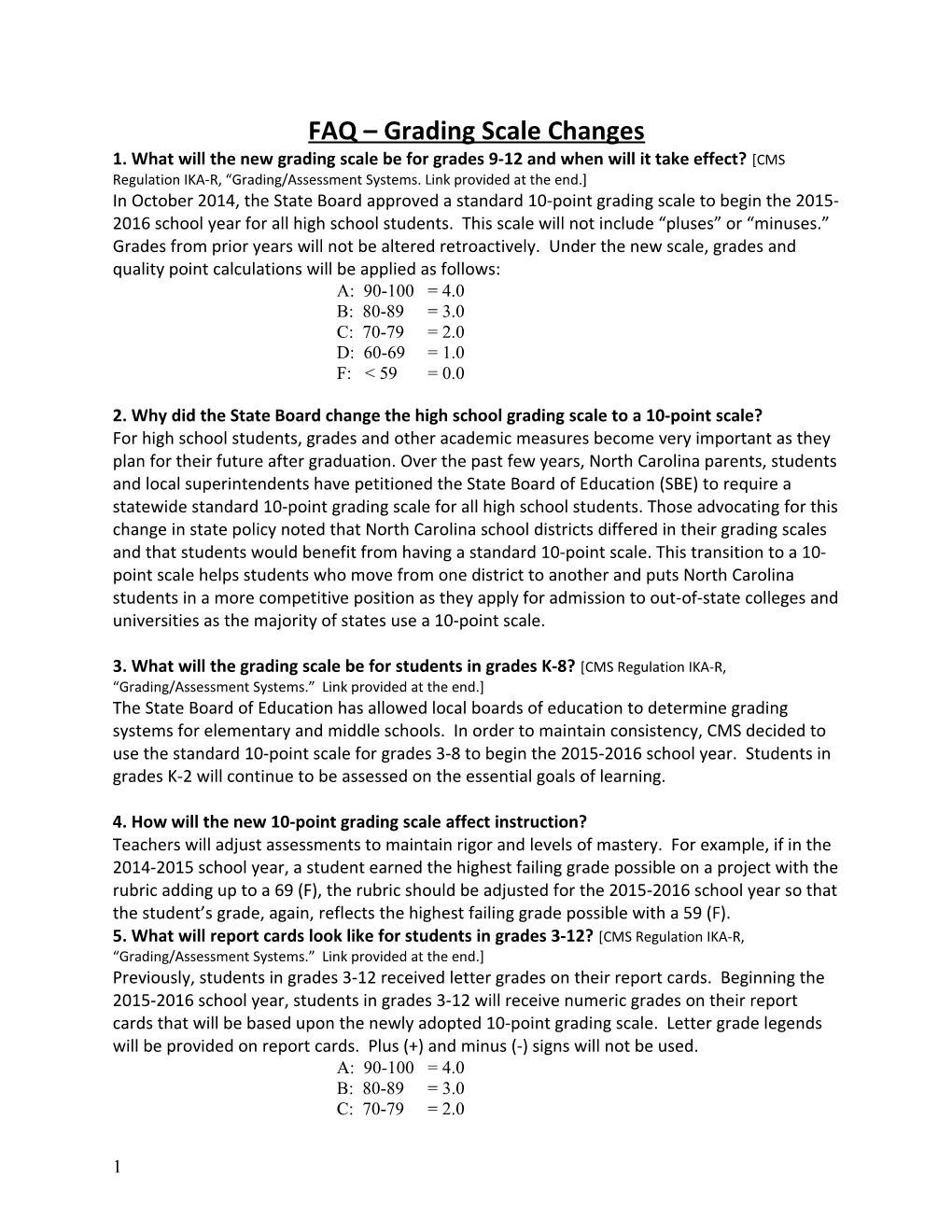 FAQ Grading Scale Changes