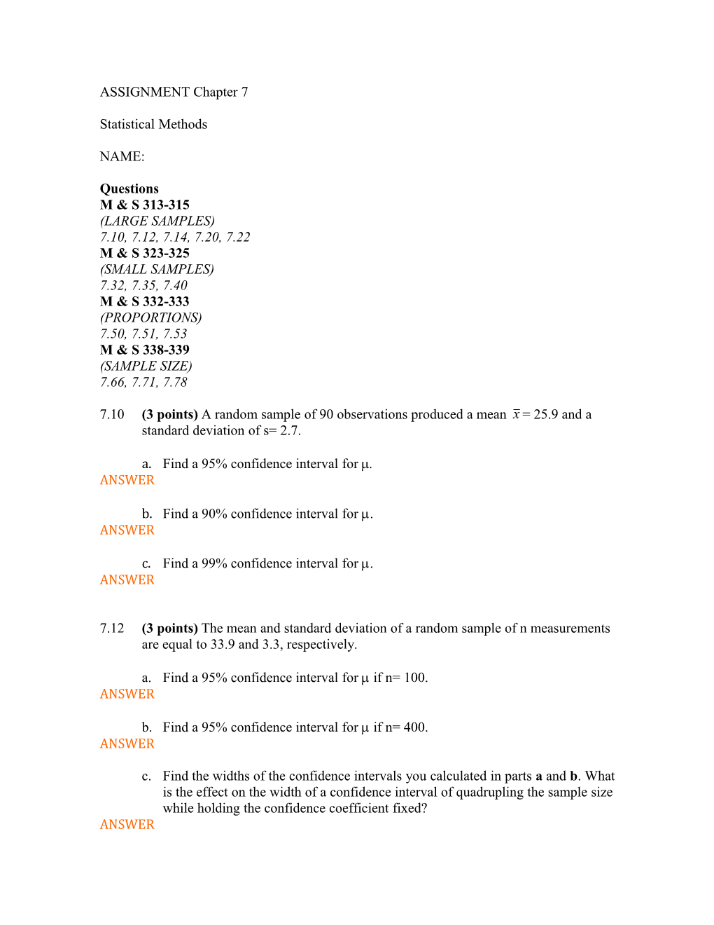 ASSIGNMENT Chapter 7