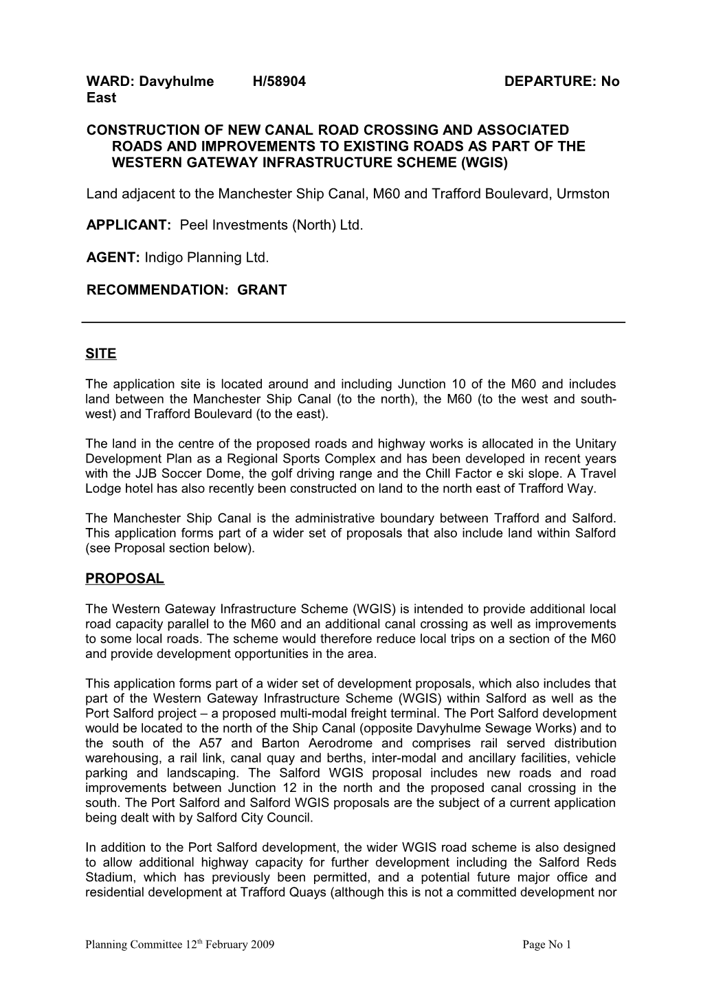 PDC Agenda Item 4 - Applications for Permission to Develop Etc - 12/02/09