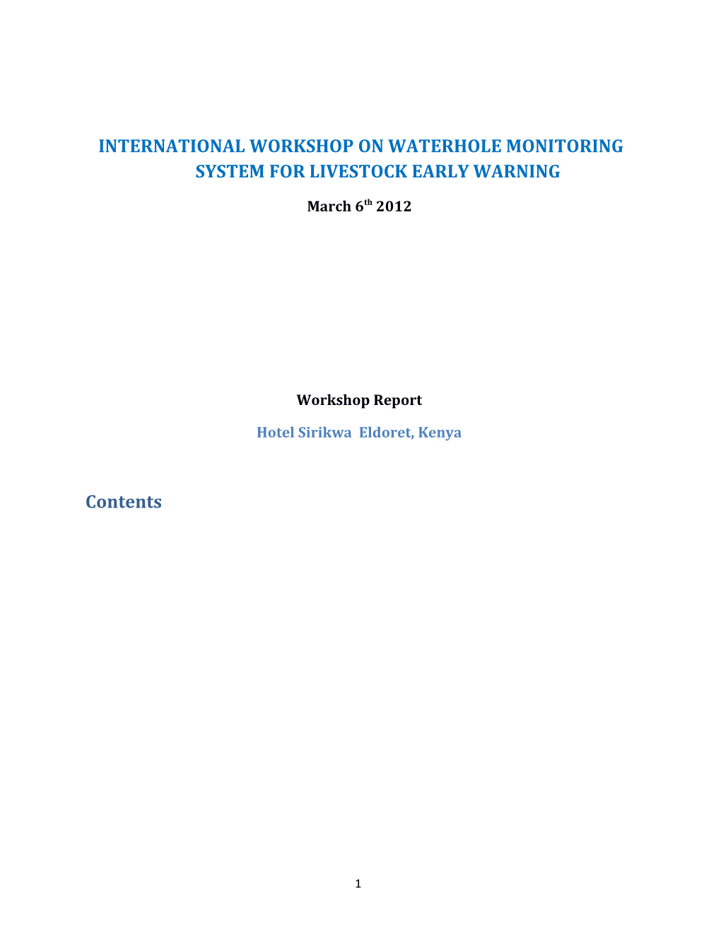 International Workshop on Waterhole Monitoring System for Livestock Early Warning