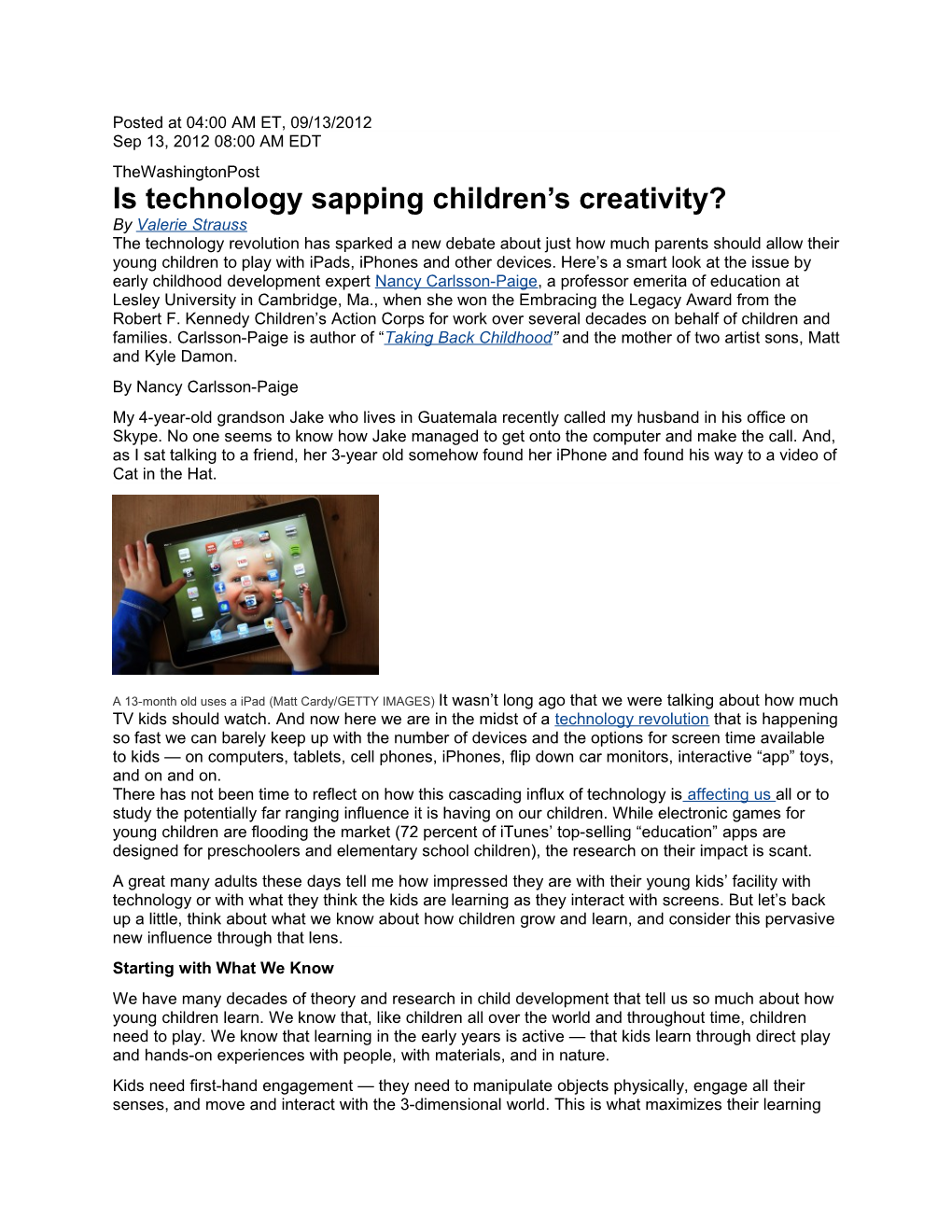 Is Technology Sapping Children S Creativity?