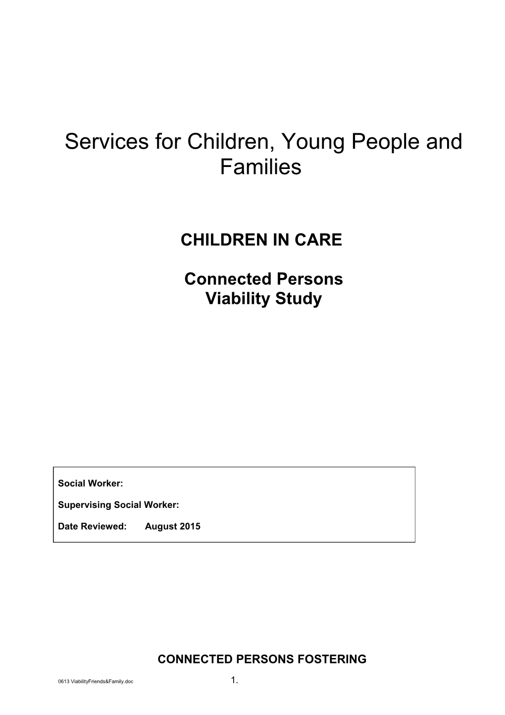 Services for Children, Young People and Families