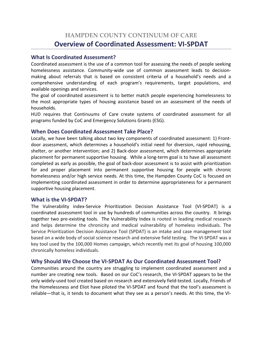 Hampden County Continuum of Care