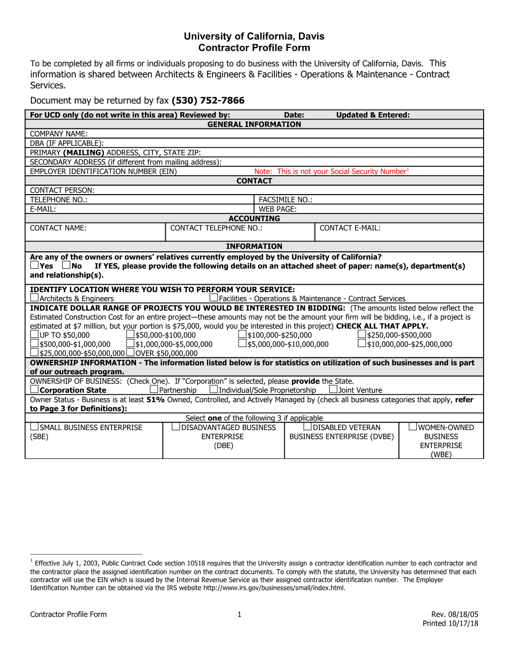 Contractor Profile Form